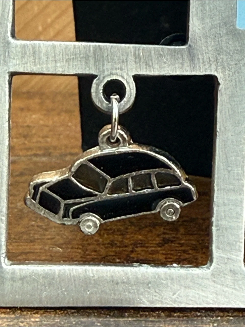 Awnhill London Pewter Photo Frame in Silver with Red & Blue Charms